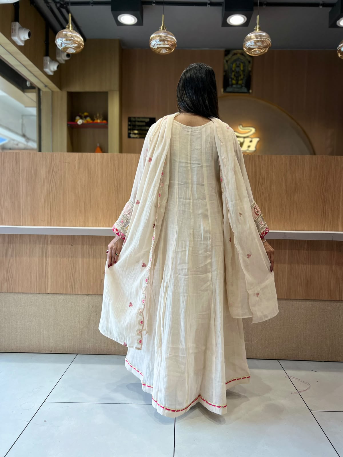 Pure Banaras Mull Chanderi Off White 3pc Set