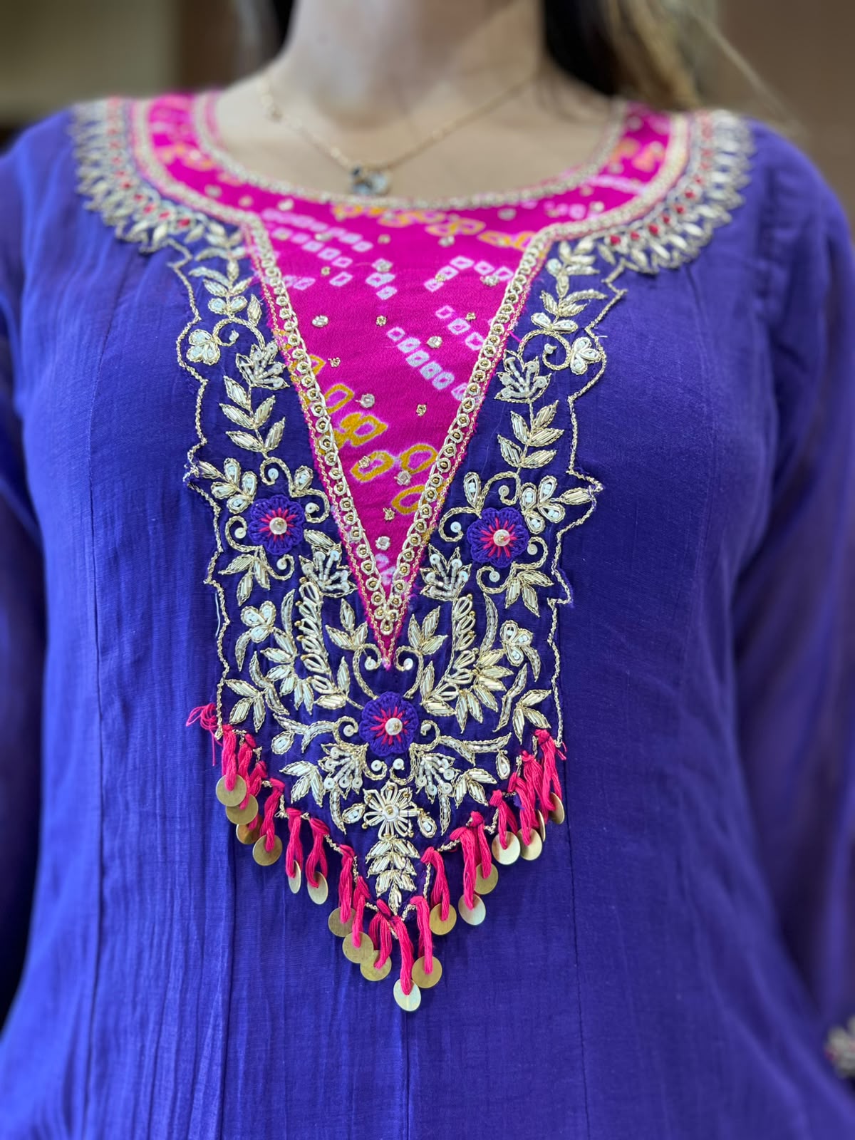 Pure Banaras Mull Chanderi Purple 3pc Set
