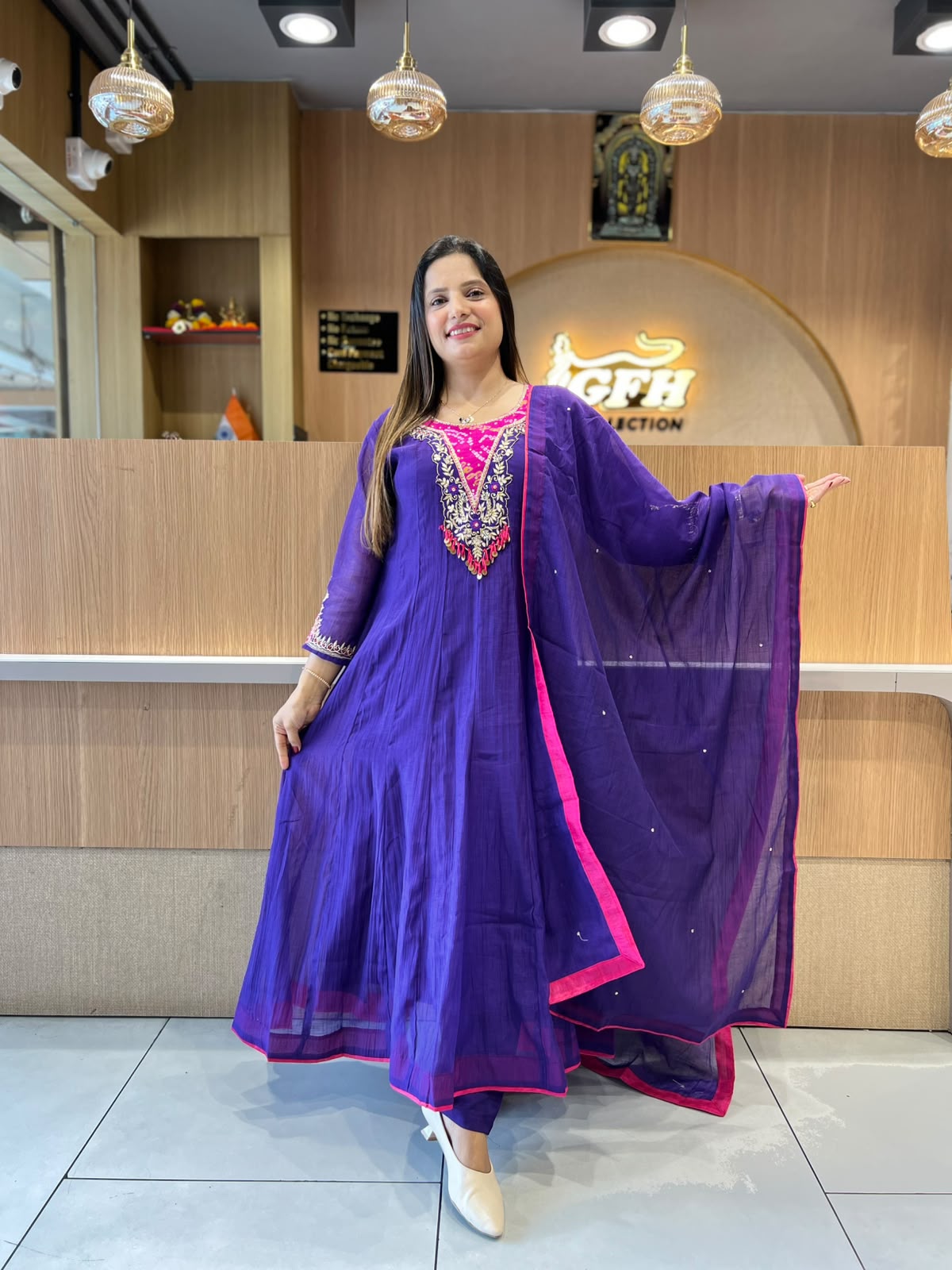 Pure Banaras Mull Chanderi Purple 3pc Set