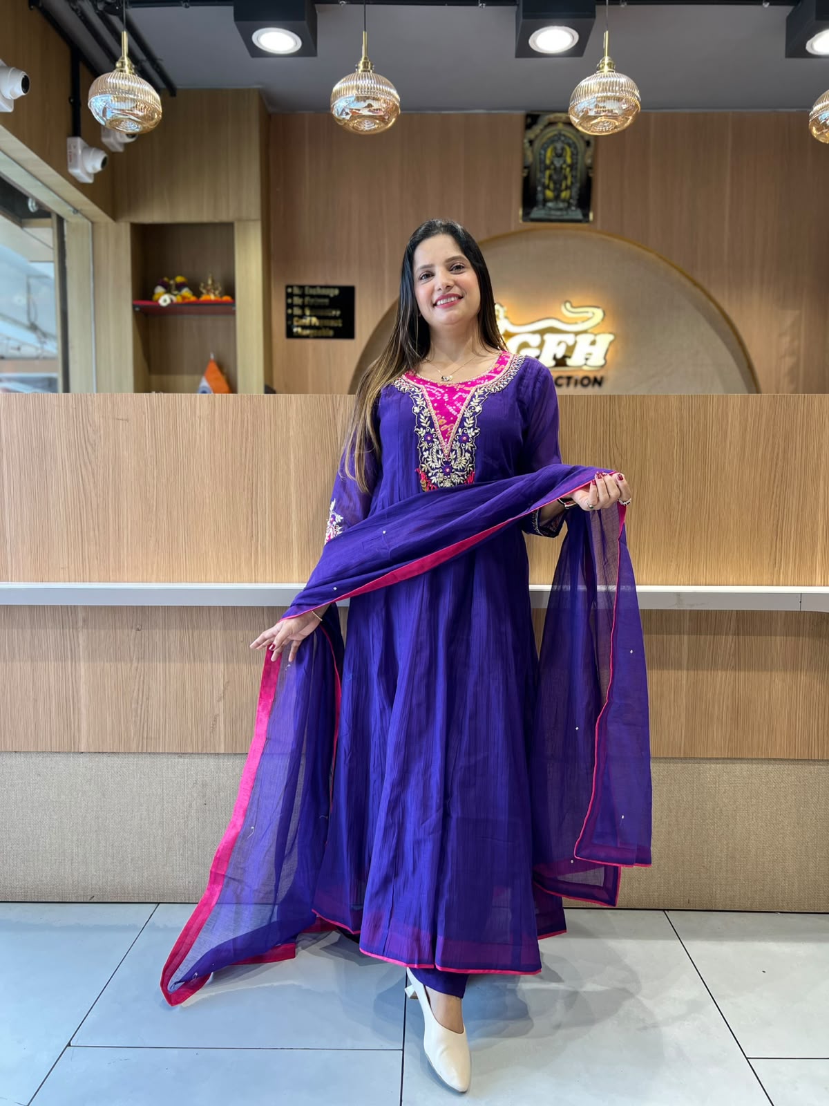 Pure Banaras Mull Chanderi Purple 3pc Set