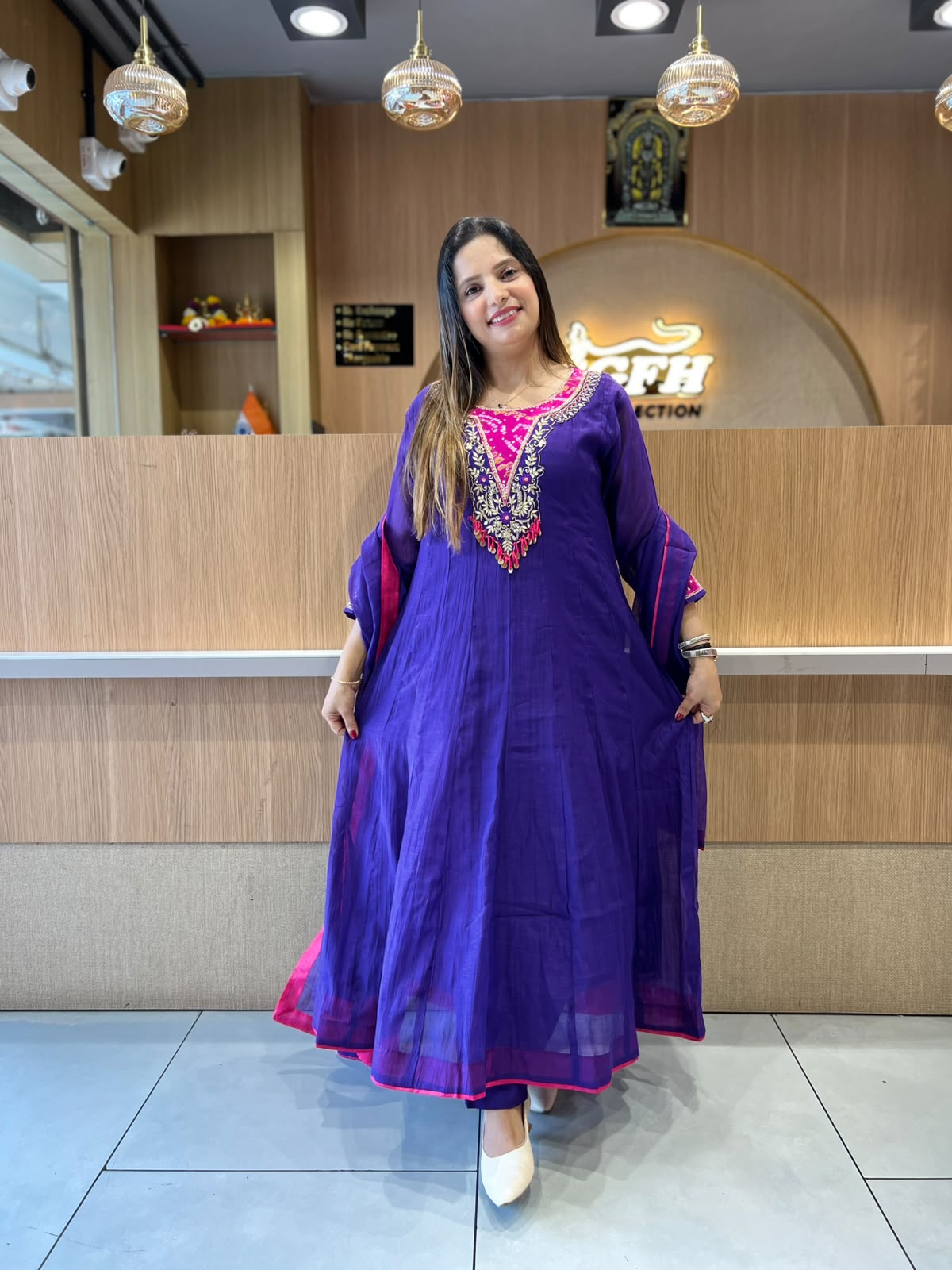 Pure Banaras Mull Chanderi Purple 3pc Set