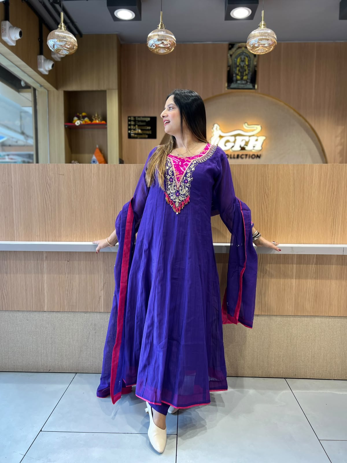 Pure Banaras Mull Chanderi Purple 3pc Set