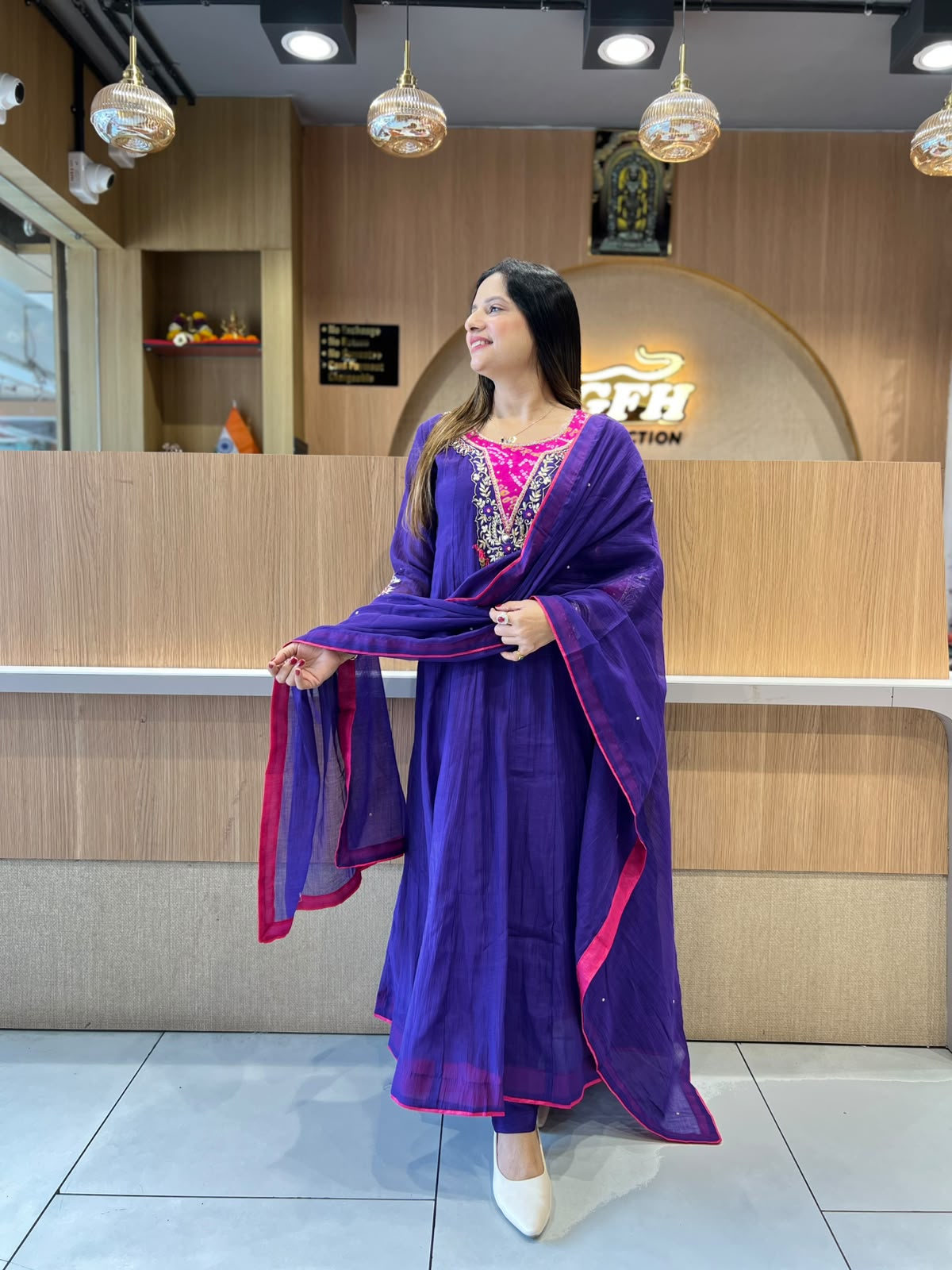 Pure Banaras Mull Chanderi Purple 3pc Set
