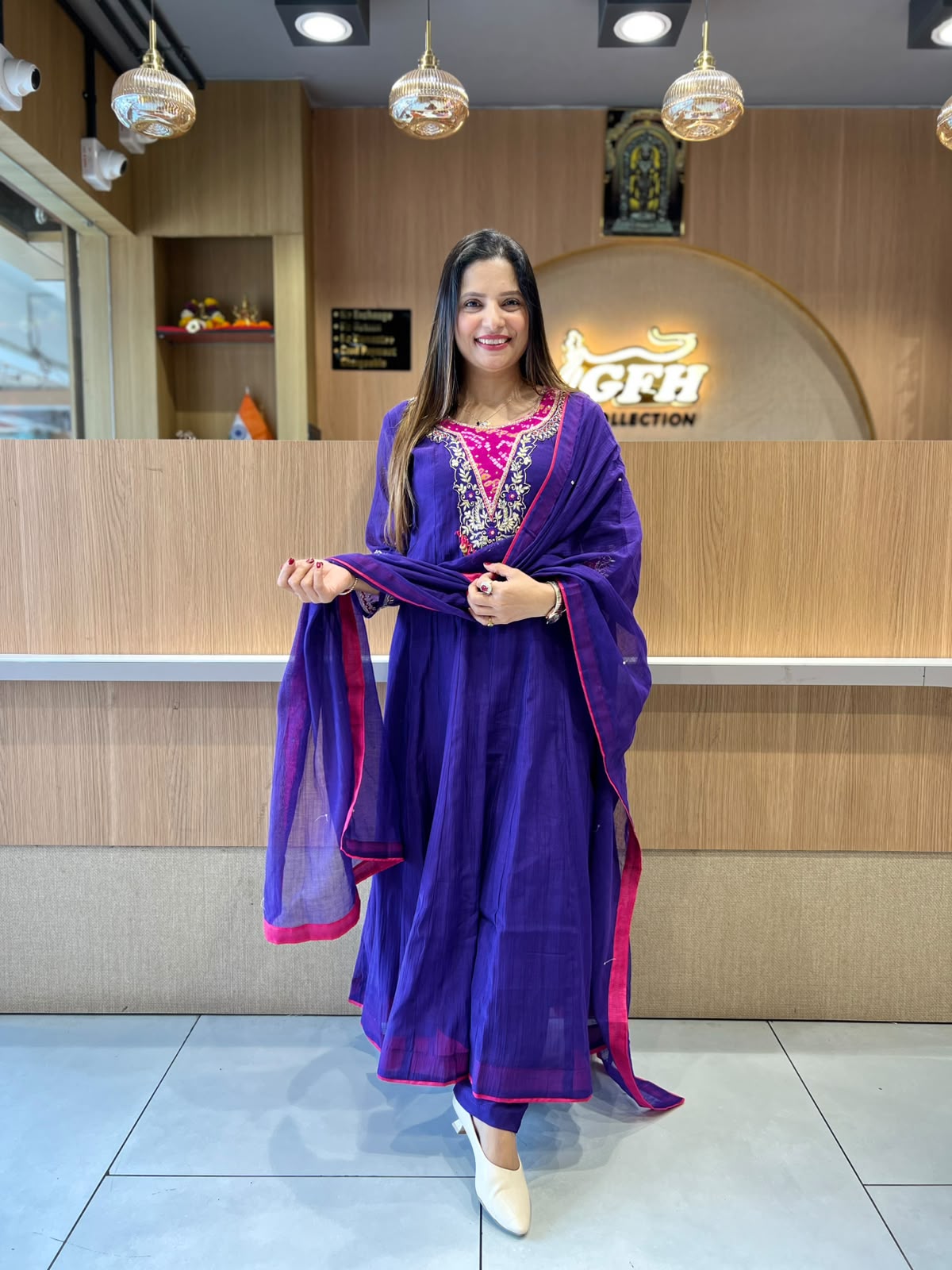 Pure Banaras Mull Chanderi Purple 3pc Set