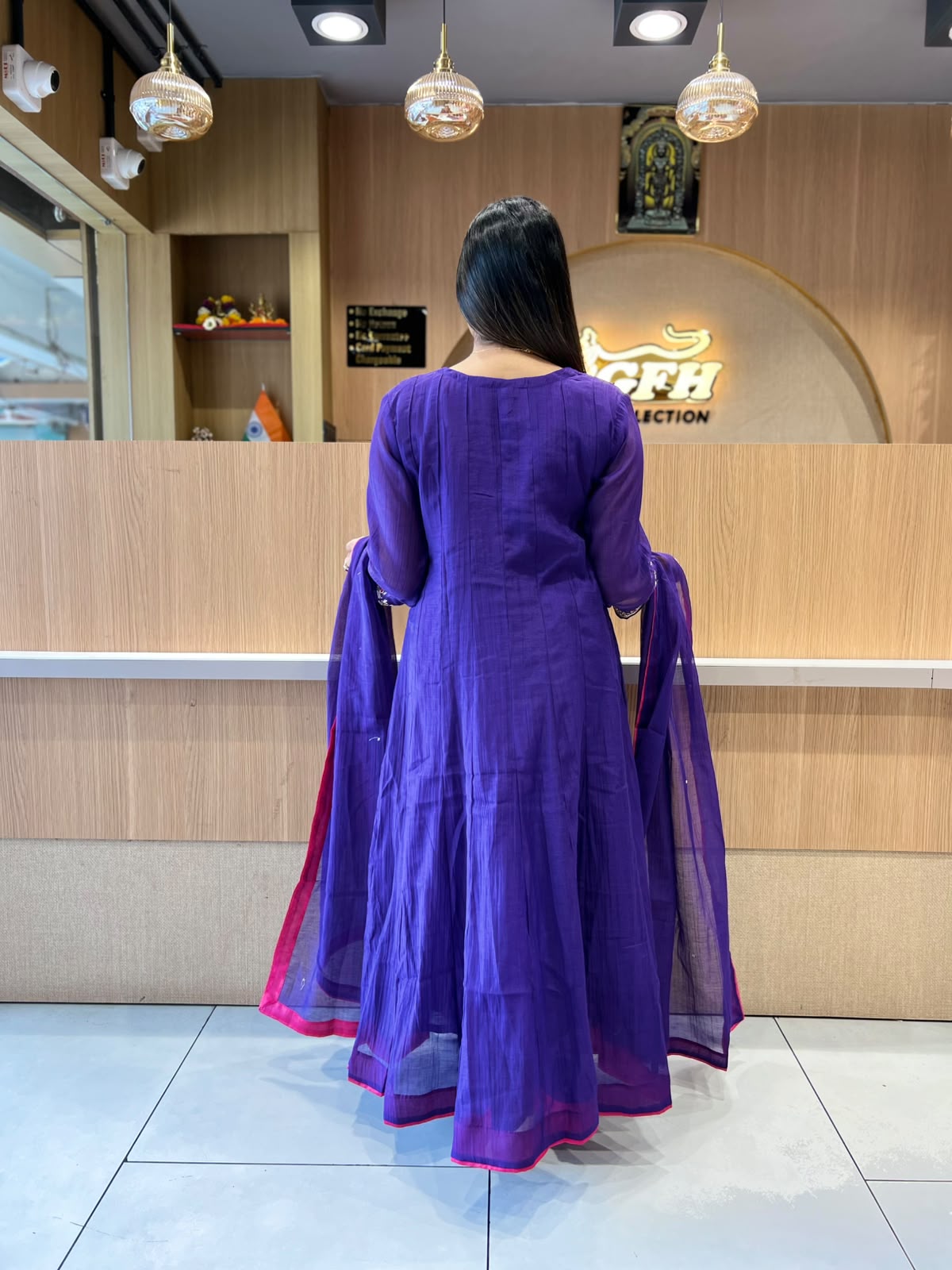 Pure Banaras Mull Chanderi Purple 3pc Set