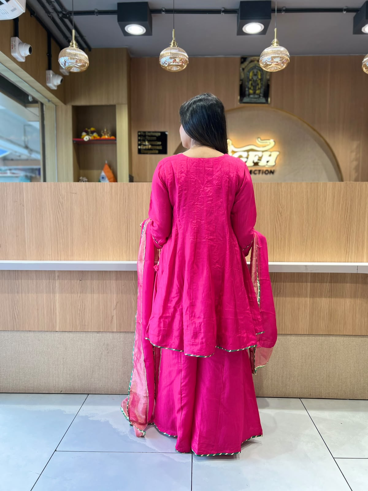 Pure Dola Silk Rani Pink 3pc Set