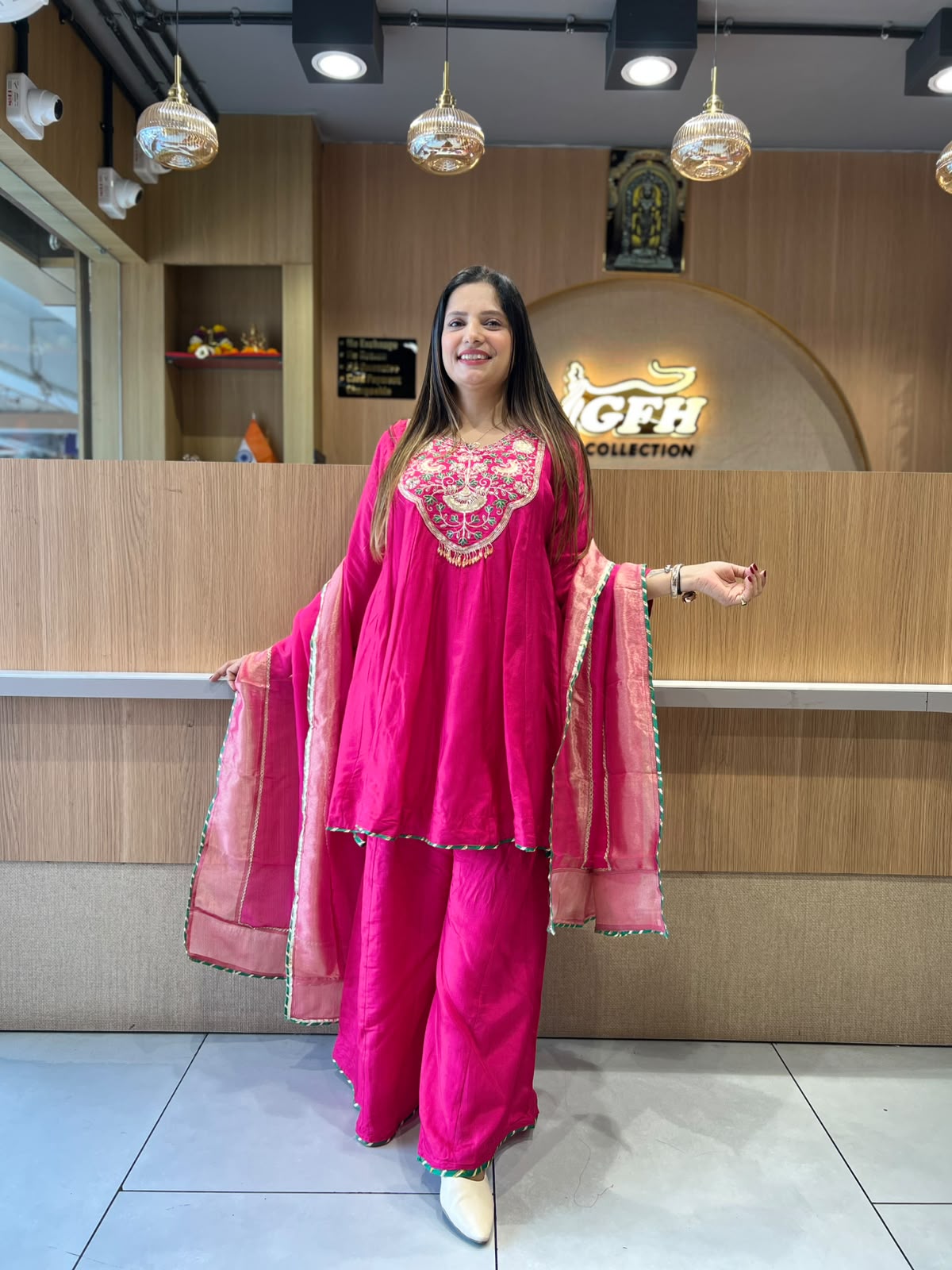 Pure Dola Silk Rani Pink 3pc Set