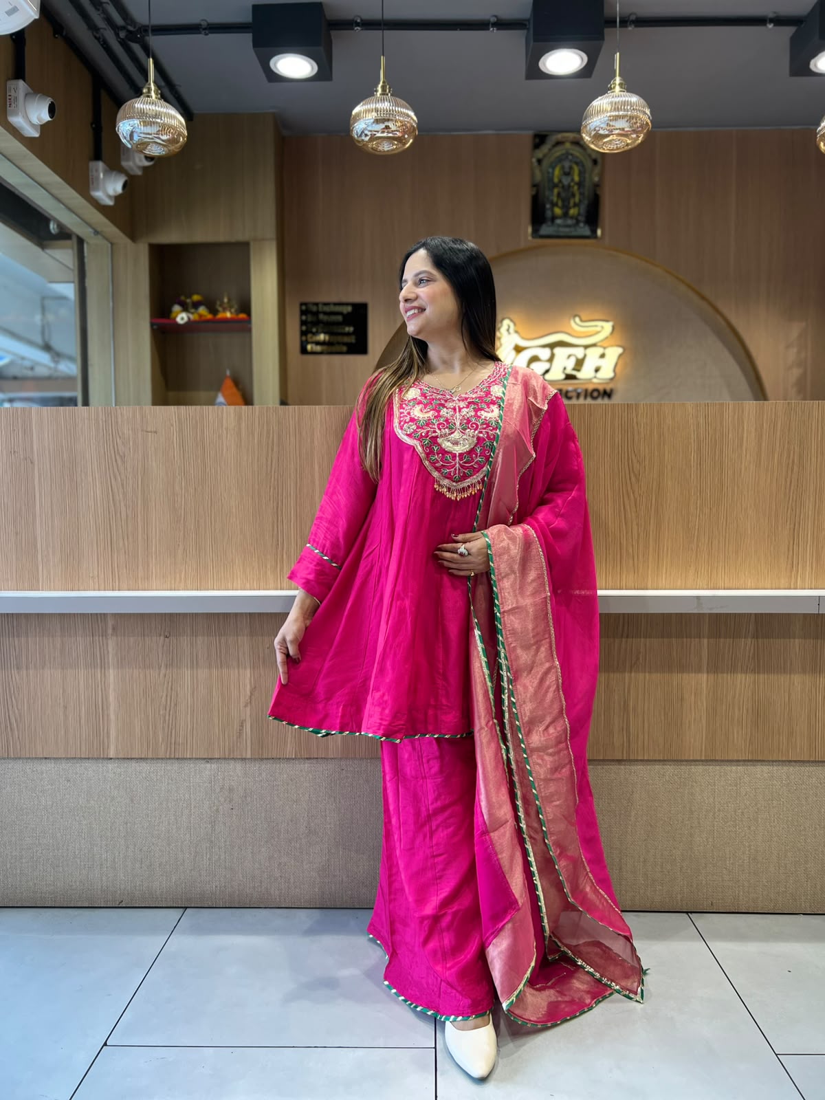 Pure Dola Silk Rani Pink 3pc Set