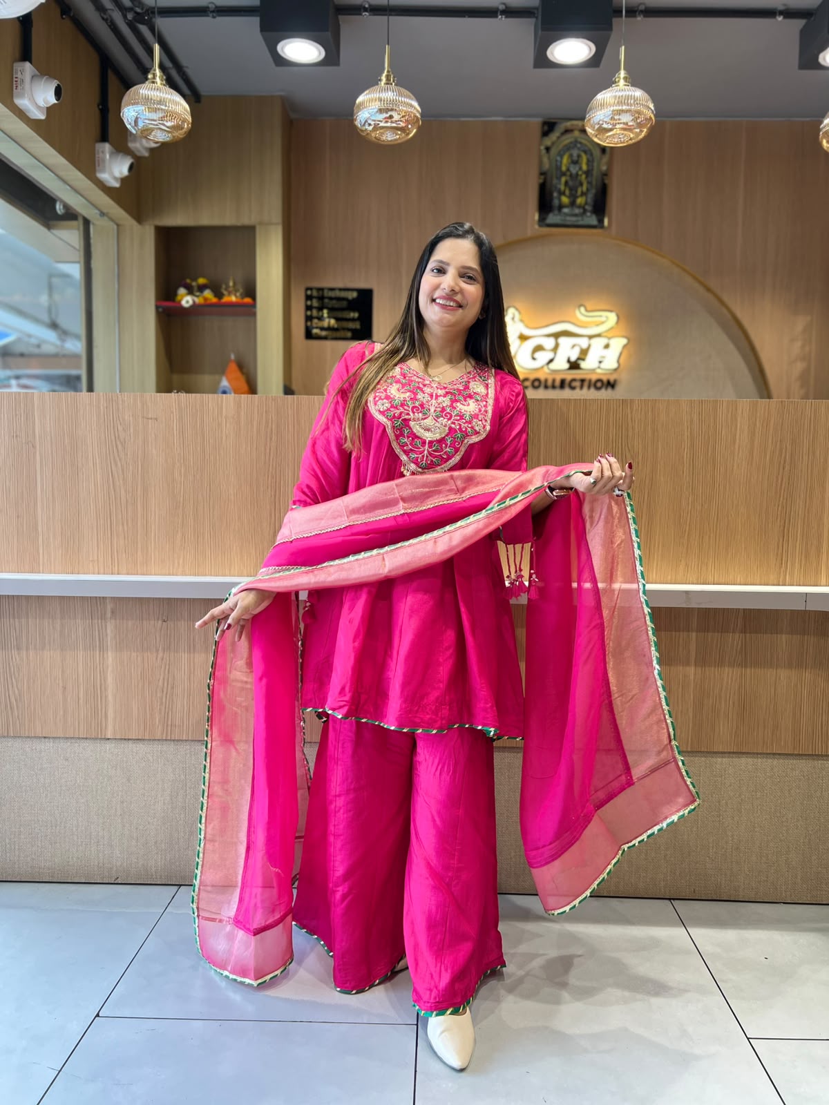 Pure Dola Silk Rani Pink 3pc Set