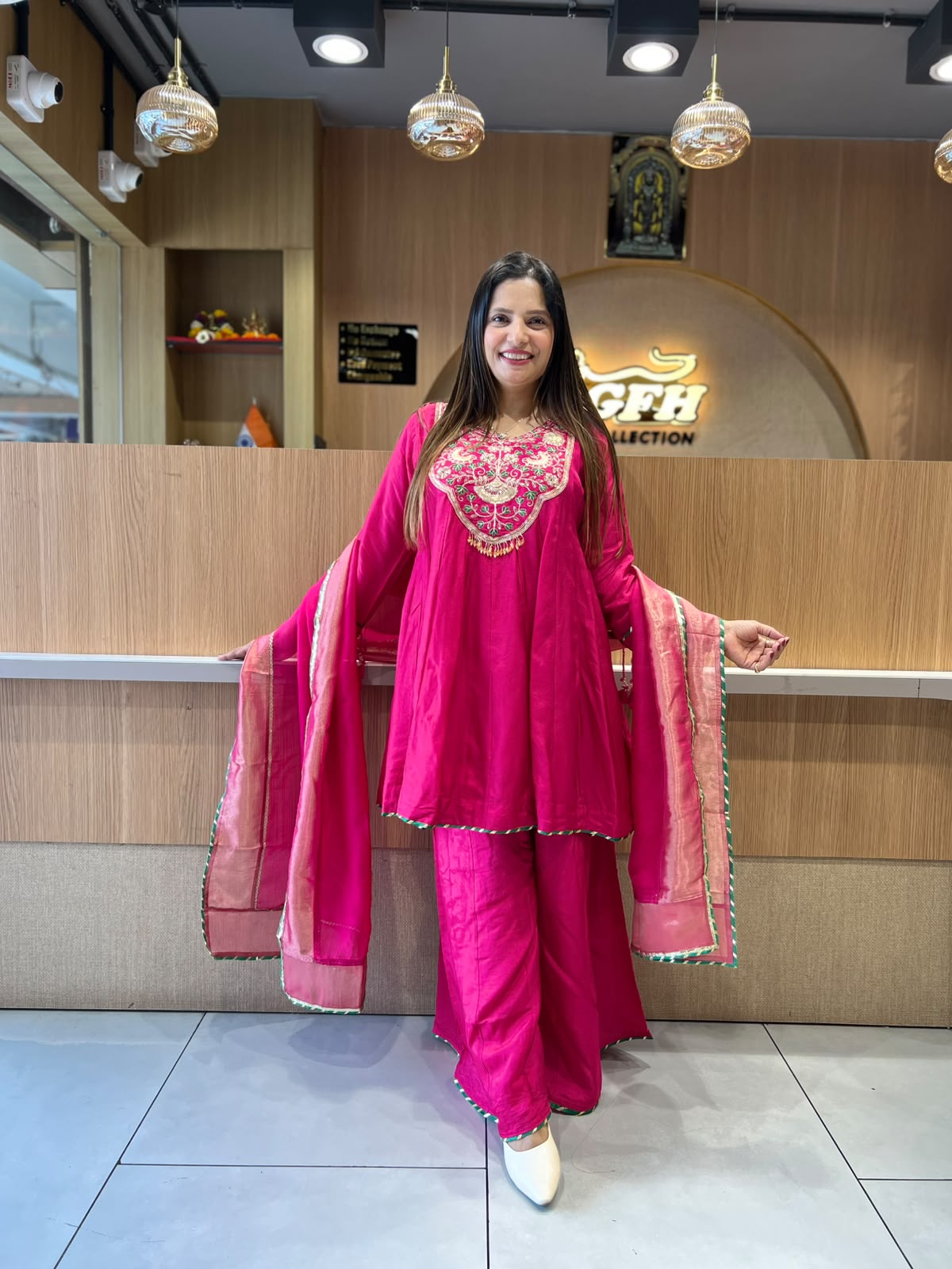 Pure Dola Silk Rani Pink 3pc Set