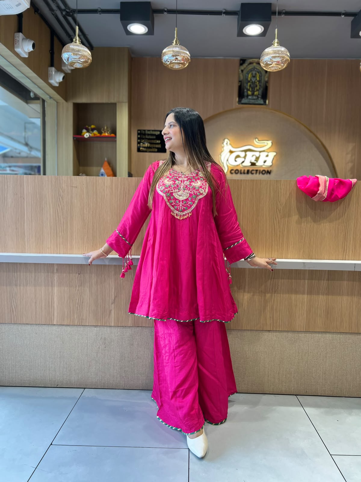 Pure Dola Silk Rani Pink 3pc Set