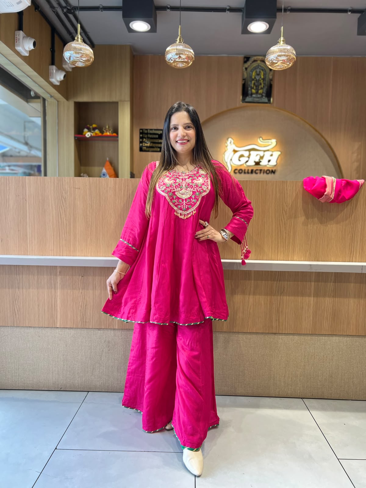 Pure Dola Silk Rani Pink 3pc Set