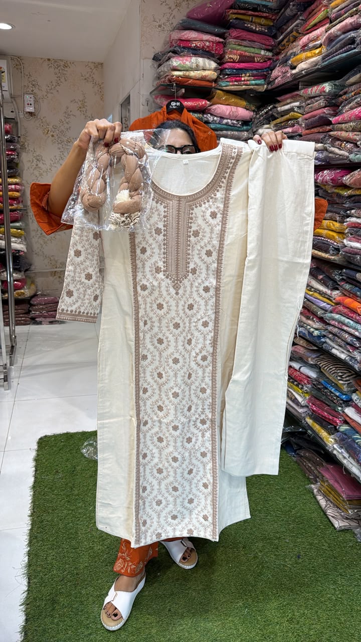 Pure Khadi Cotton Off White 3pc Set