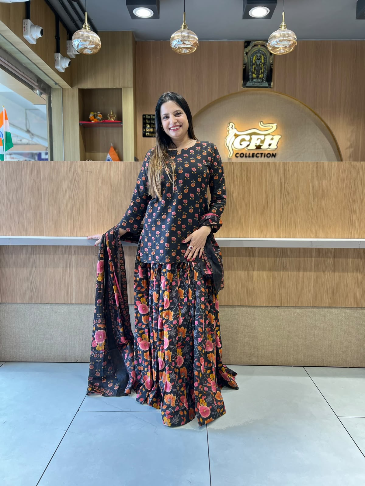 Gopi Dress Pure Cotton Black 3pc Set