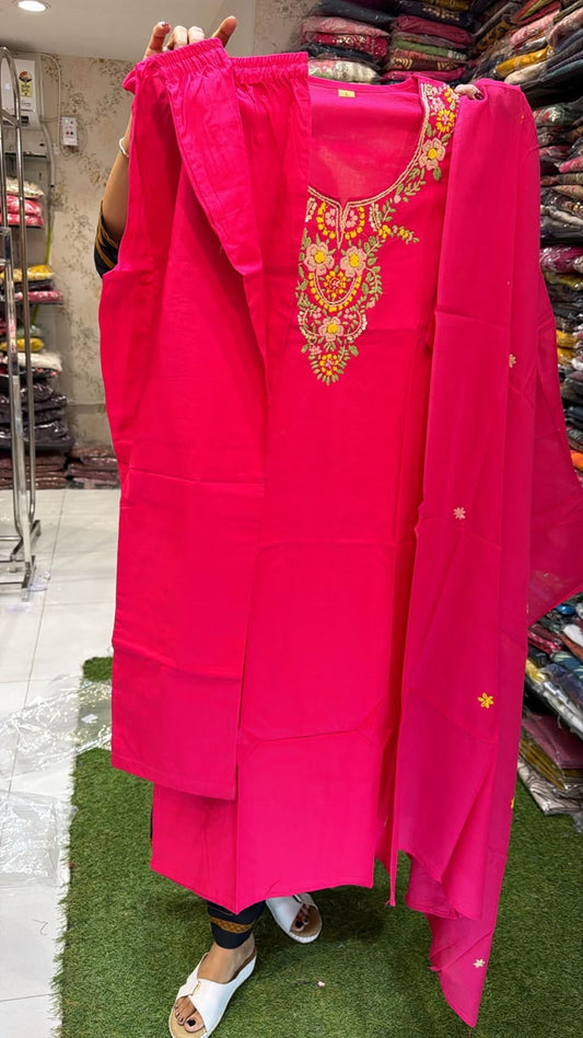 Pure Cotton Dark Pink 3pc Set