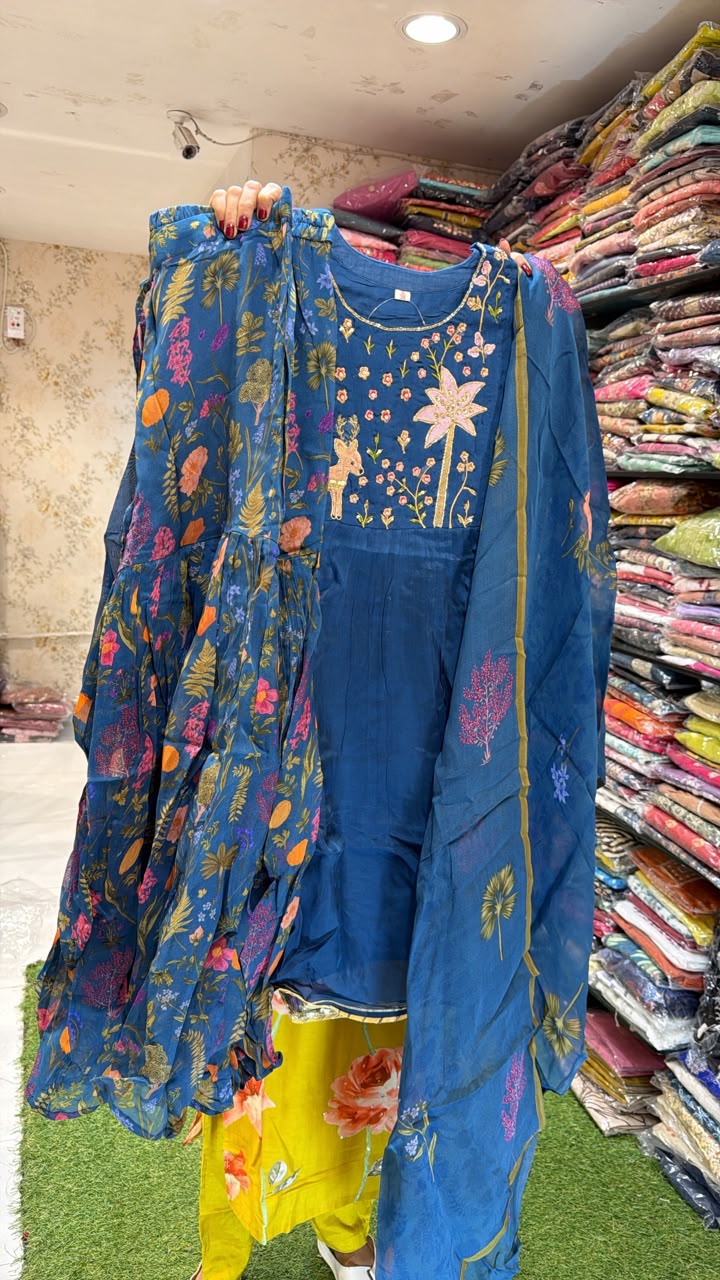 Pure Viscoce Organza Navy blue