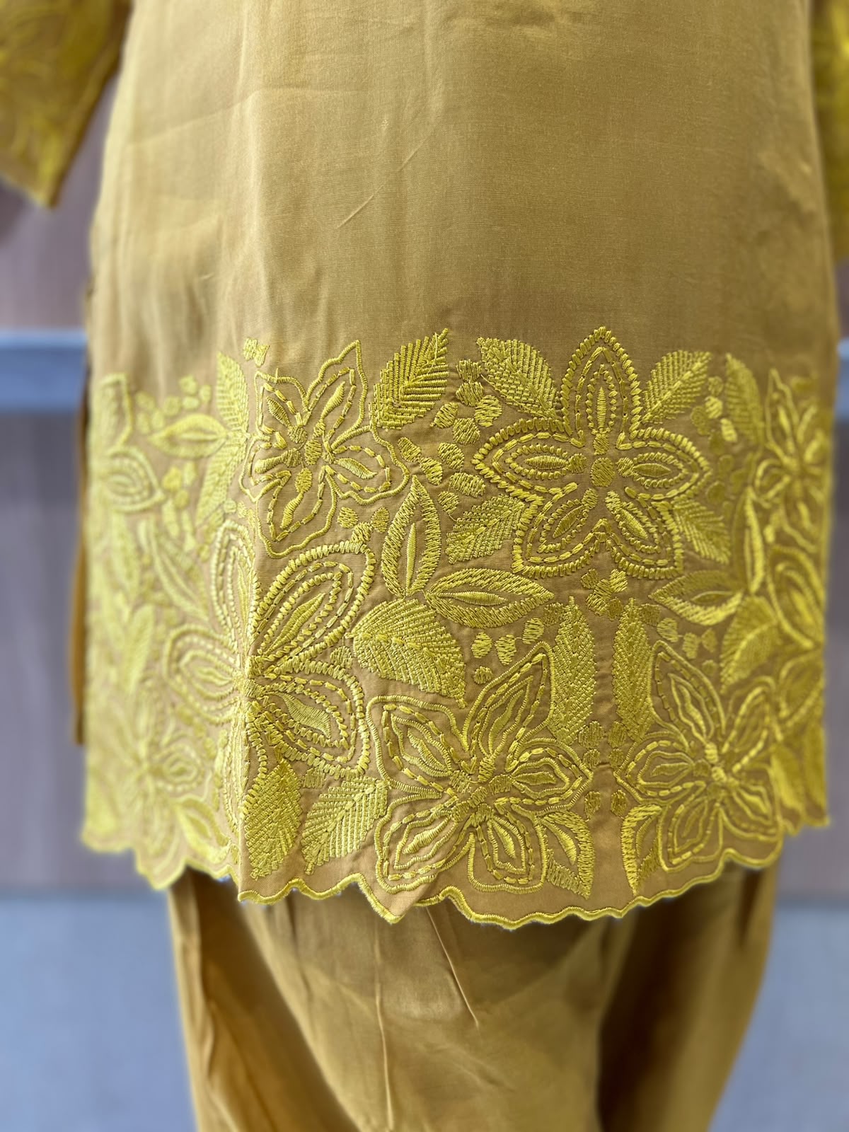 Pure Muslin Mustard Yellow 2pc Set