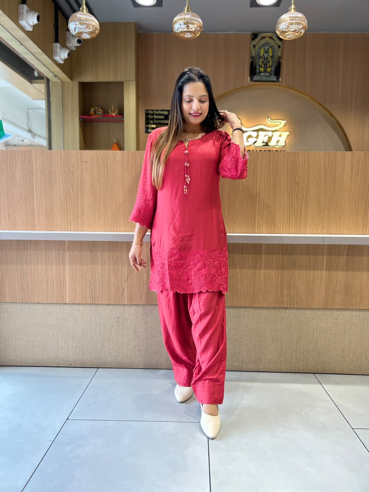 Pure Muslin Red 2pc Set