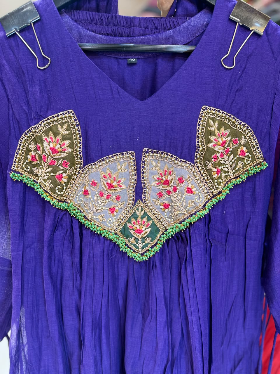 Pure Banaras Mull Chanderi Purple 3pc Set