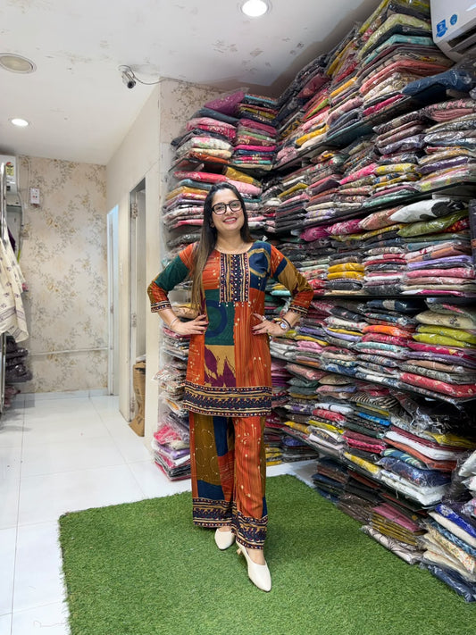 Pure Gaji Silk Multi Colour 2pc Set