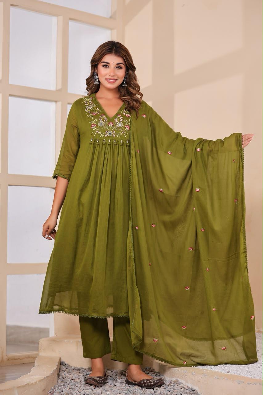 Pure Mull Cotton Green 3pc Set
