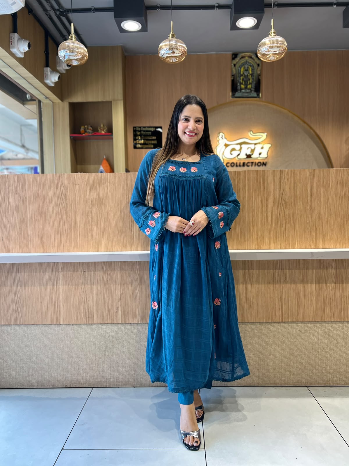Pure Mull Kota Doria Teal Blue 3pc Set