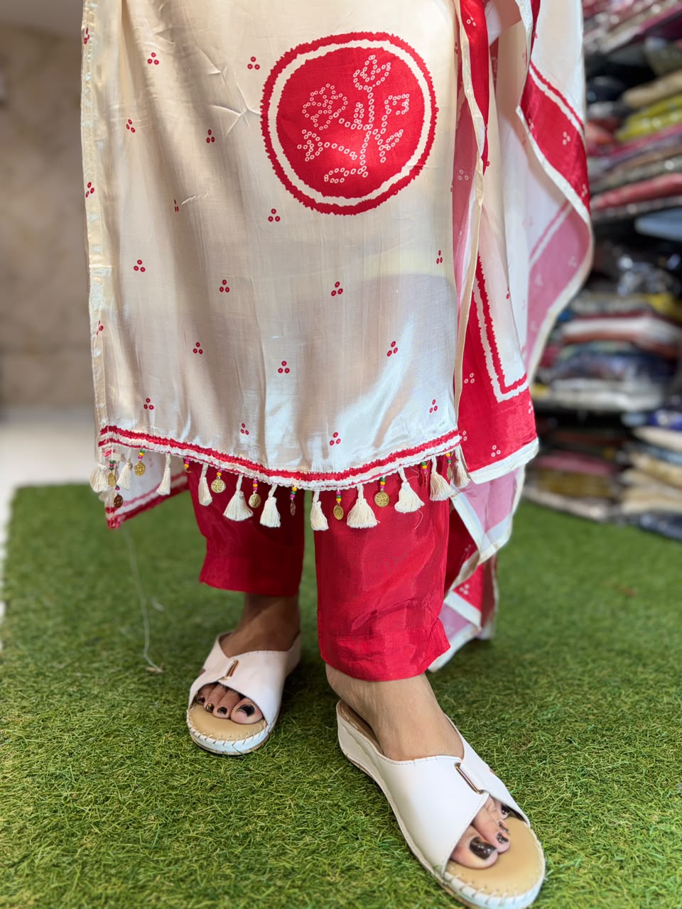 Pure Satin Gaji Red 3 pc Set