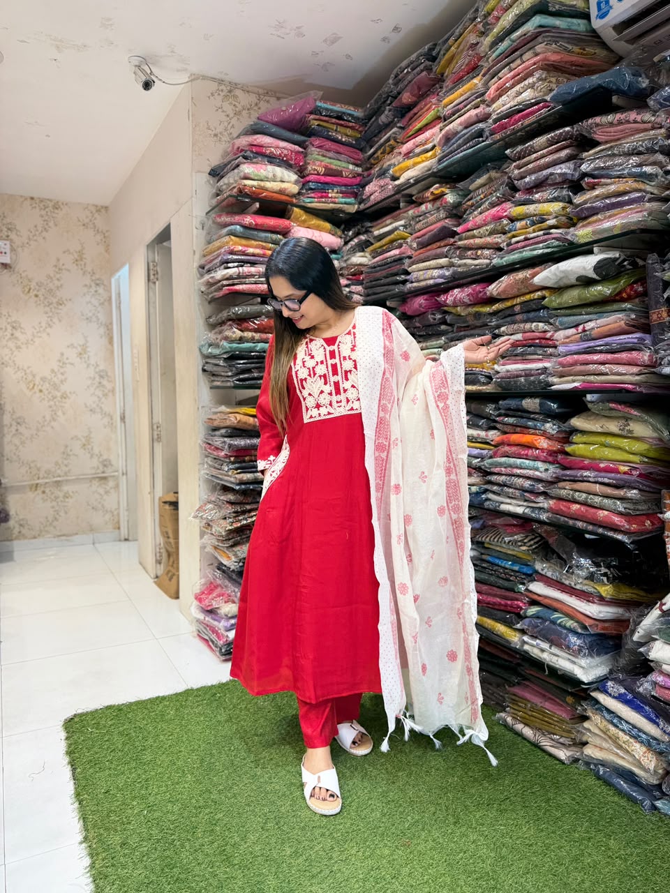 Pure Raw Silk Red 3pc Set