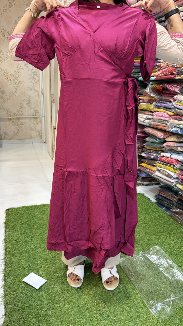 Pure German Rayon Maroon Midi