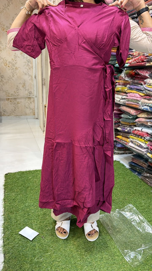 Pure German Rayon Maroon Midi