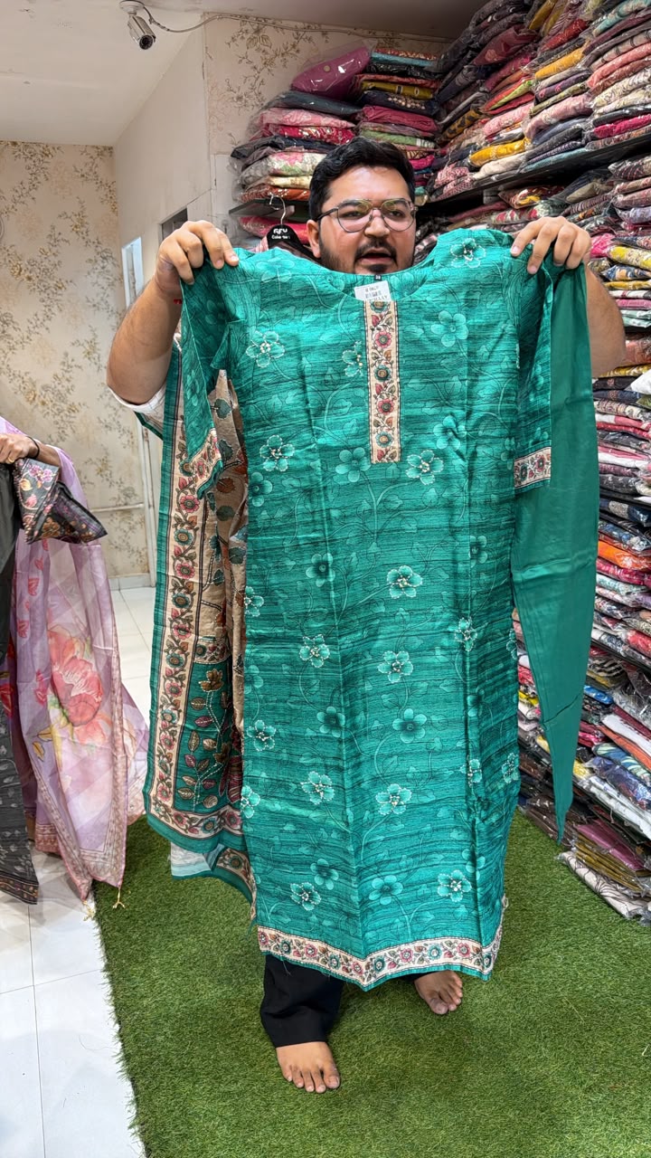Pure Maheshwari Silk Green 3pc Set