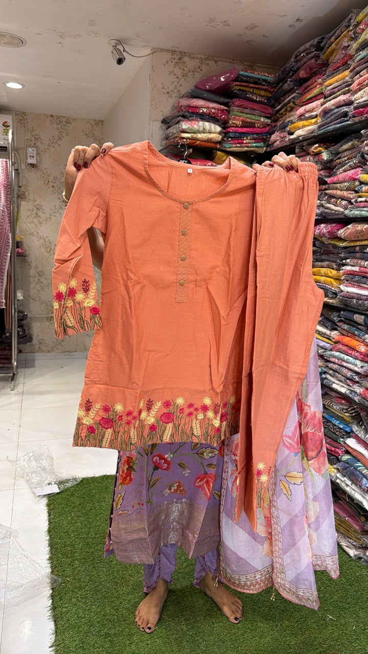 Pure Cotton Peach 2pc Set