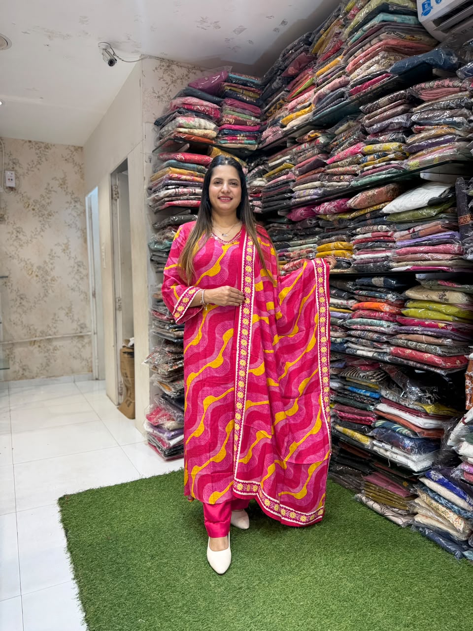 Pure Muslin Rani Pink 3pc Set