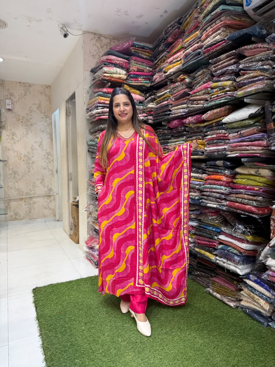 Pure Muslin Rani Pink 3pc Set
