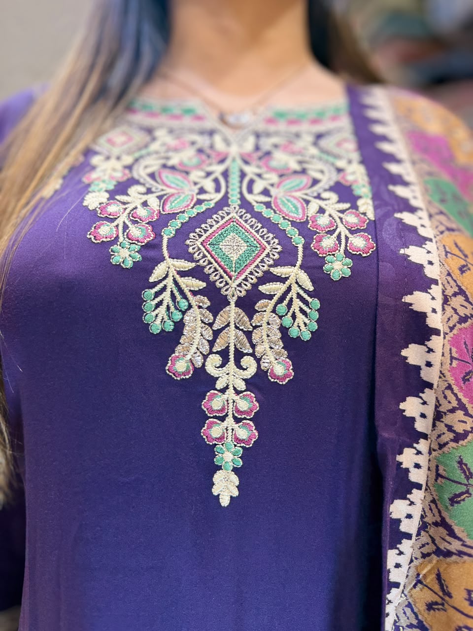 Pure Gaji Silk Dark Purple 3pc Set