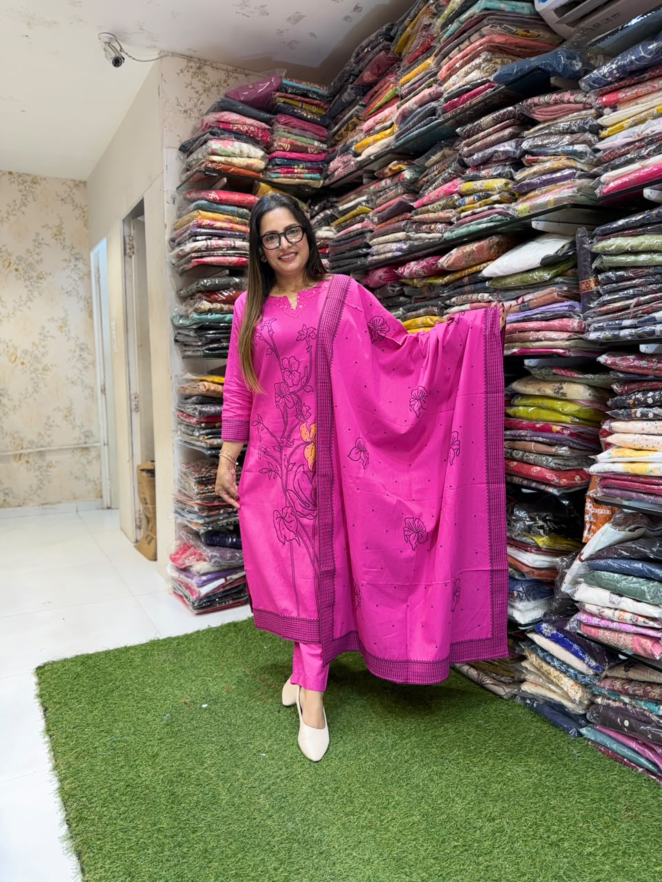 Pure Glace Cotton Jamdani weaving 3pc Set
