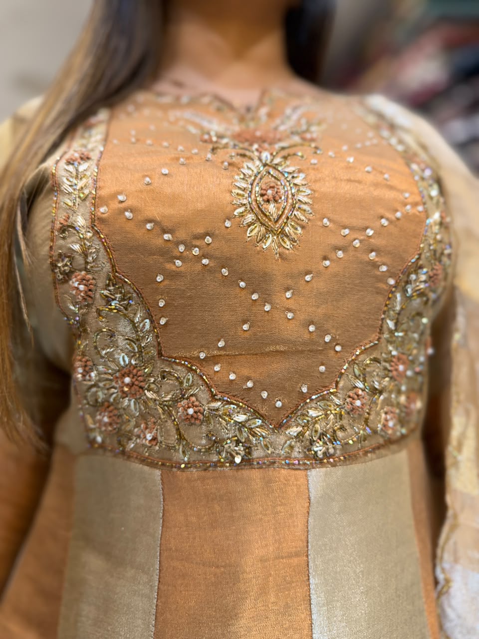 Pure Kanjivaram Shoulder Anarkali 3pc Set
