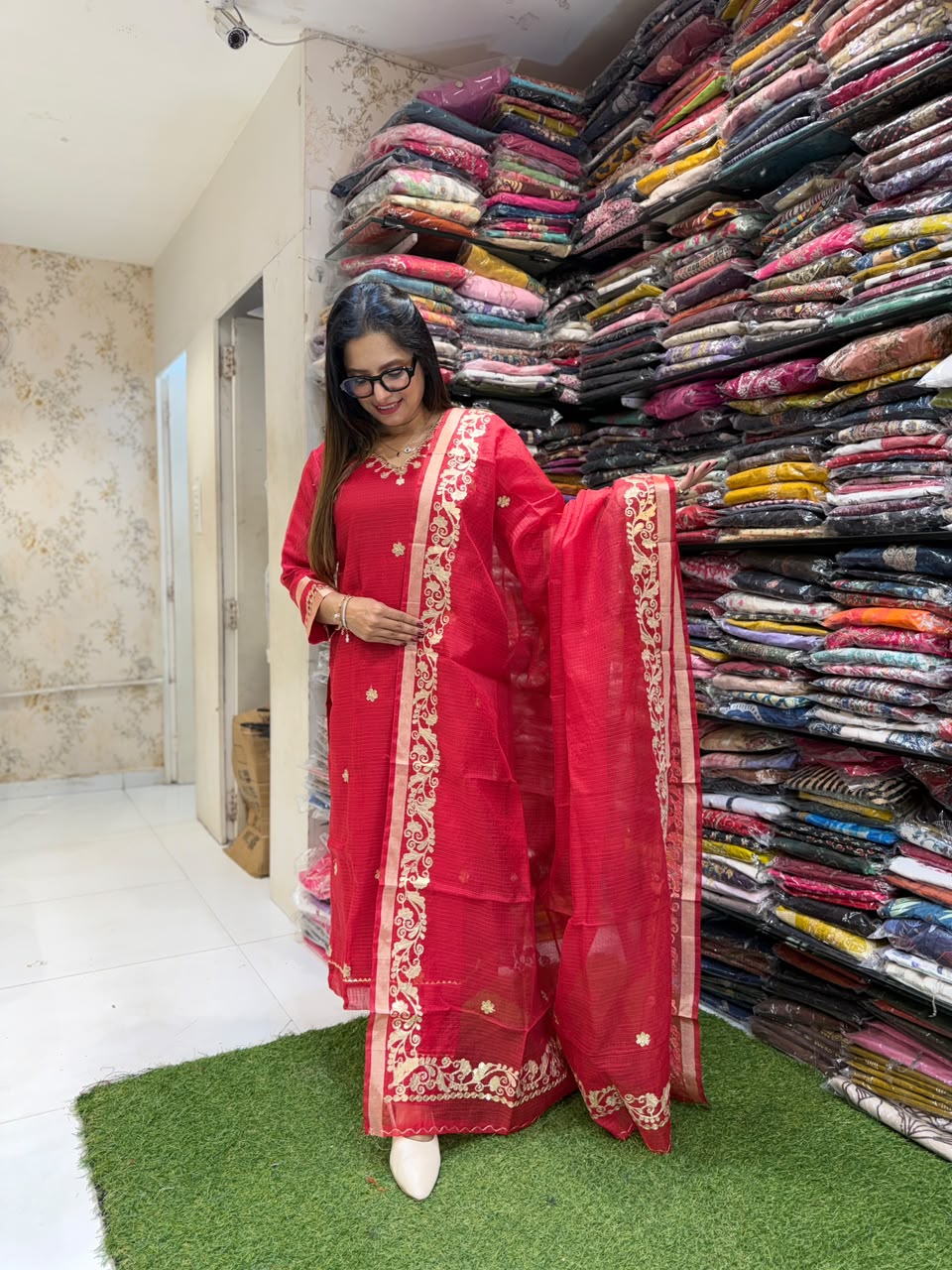 Pure Kota Doria Red 3pc Set
