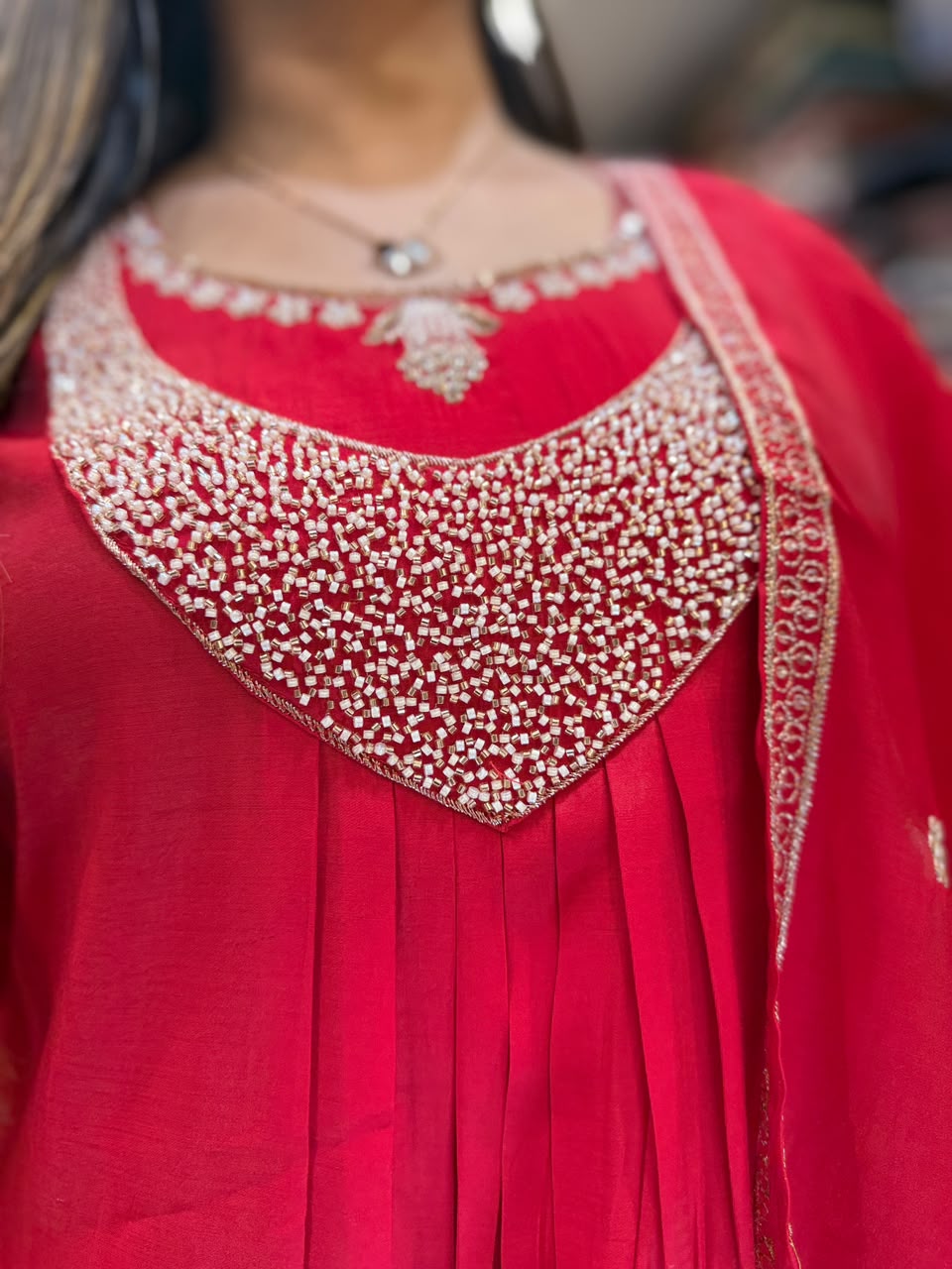 Mull Chanderi Red 3pc Set