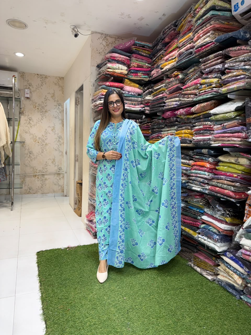 Pure Cotton Firozi Blue 3pc Set