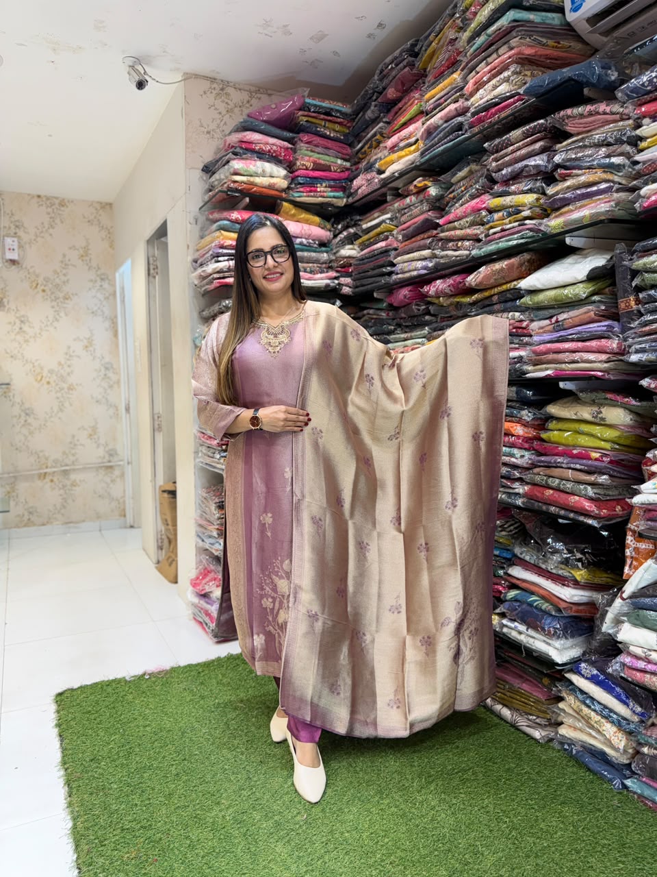 Pure Zeeraf Banarasi Silk Purple 3pc Set