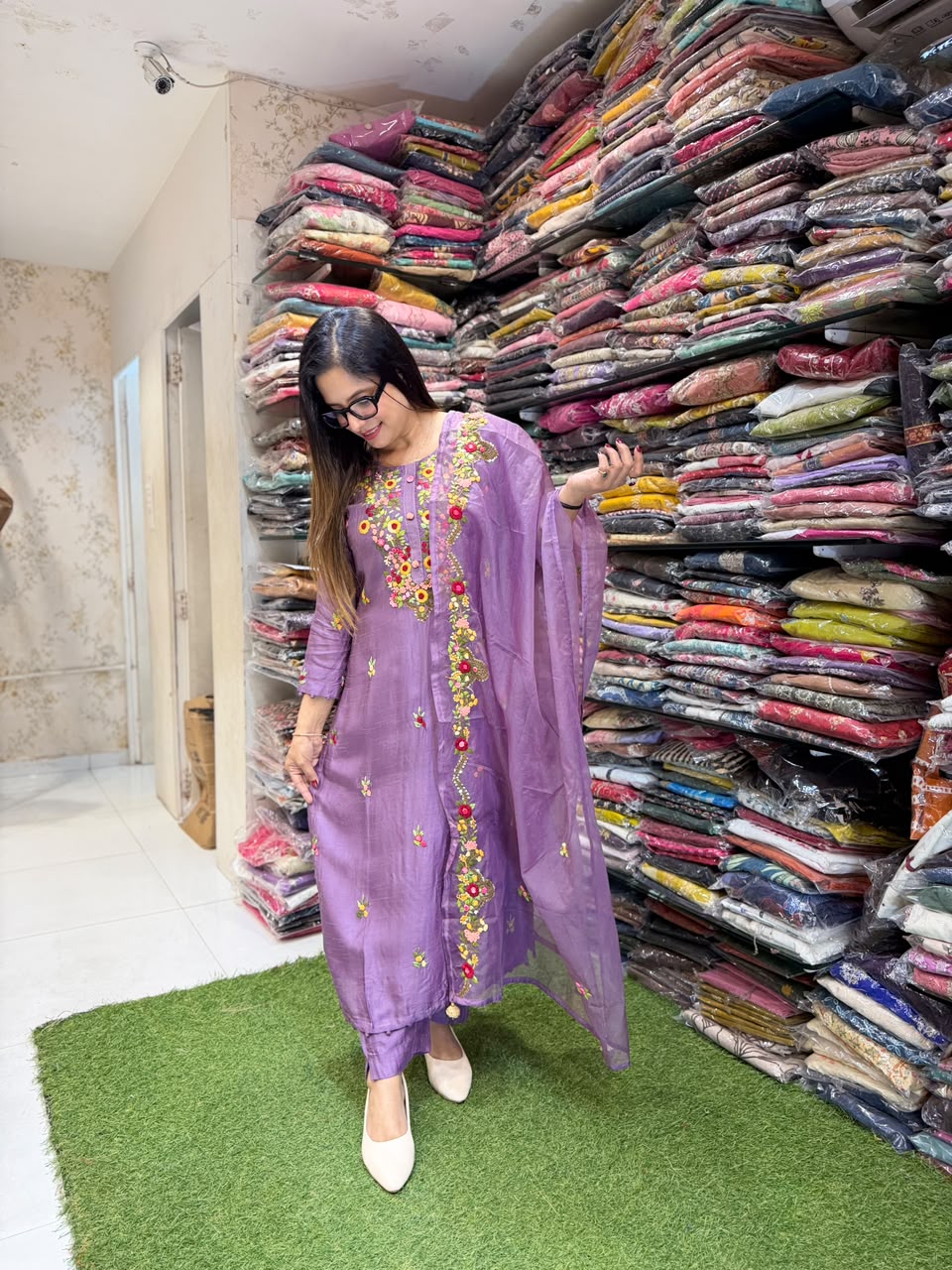 Pure Dola silk Purple 3pc Set