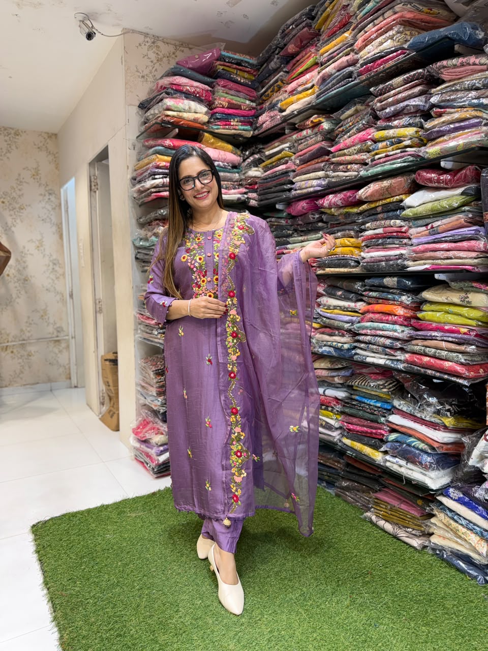 Pure Dola silk Purple 3pc Set