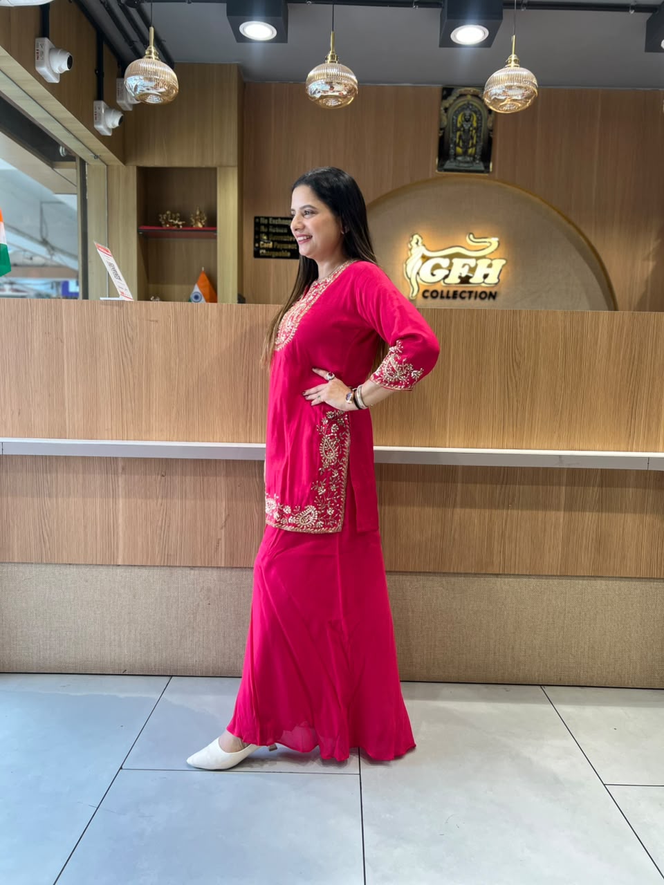 Pure Dola Silk Rani Pink 3pc Set