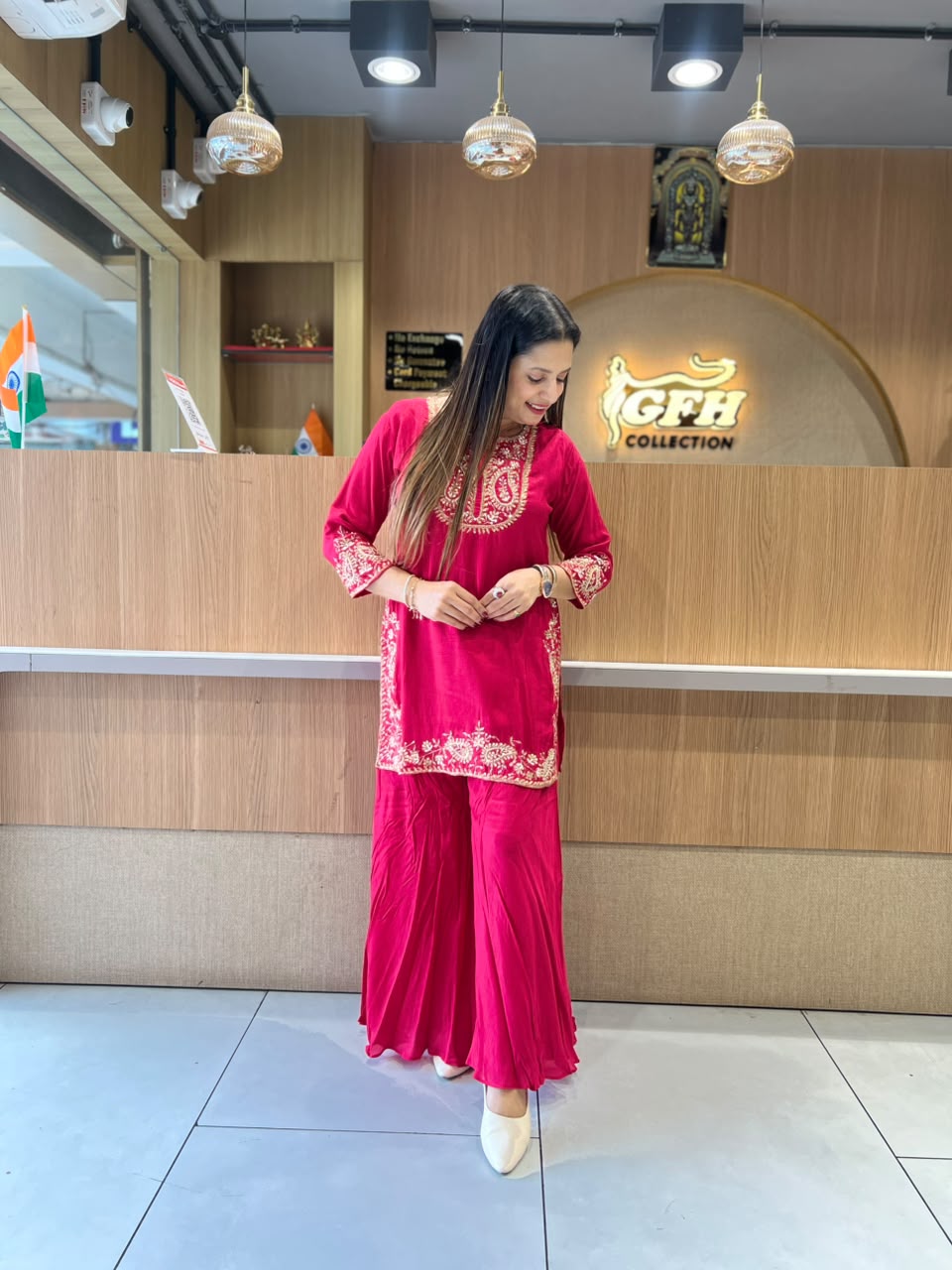 Pure Dola Silk Rani Pink 3pc Set