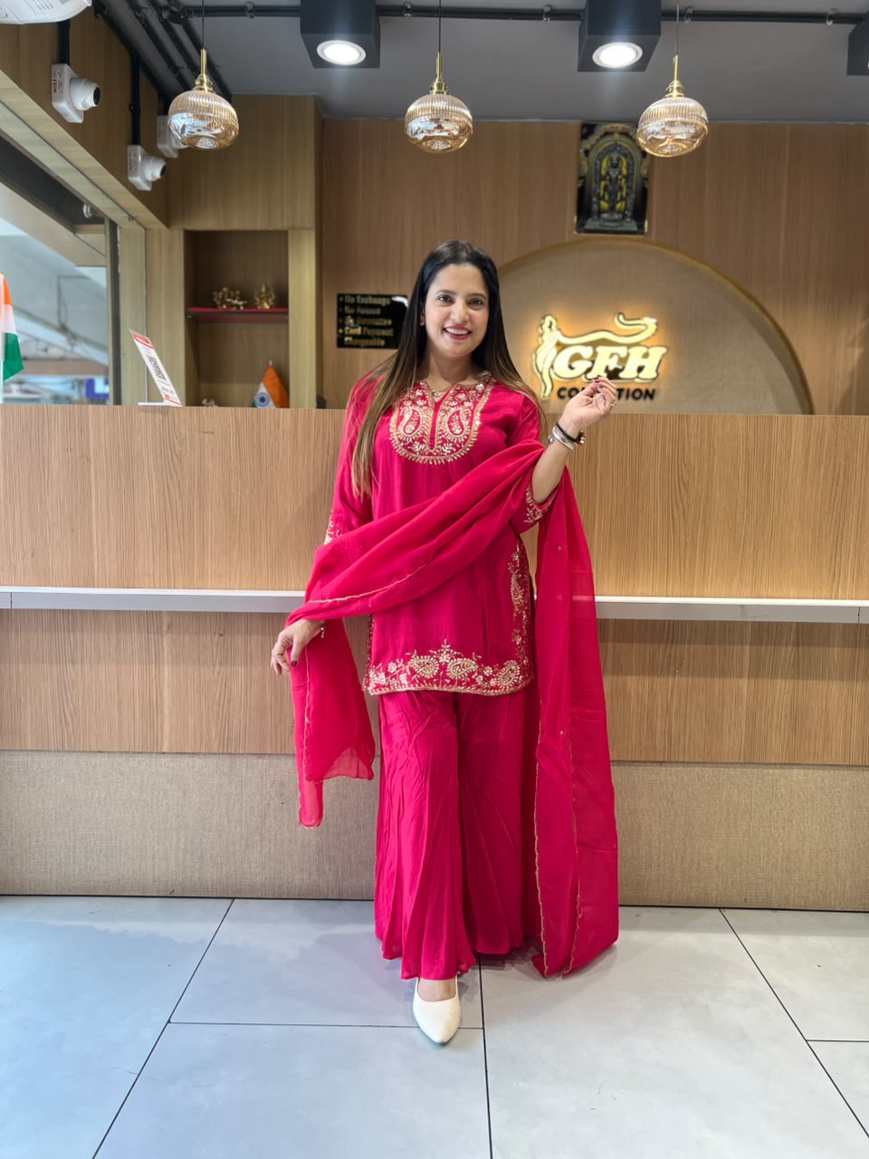 Pure Dola Silk Rani Pink 3pc Set