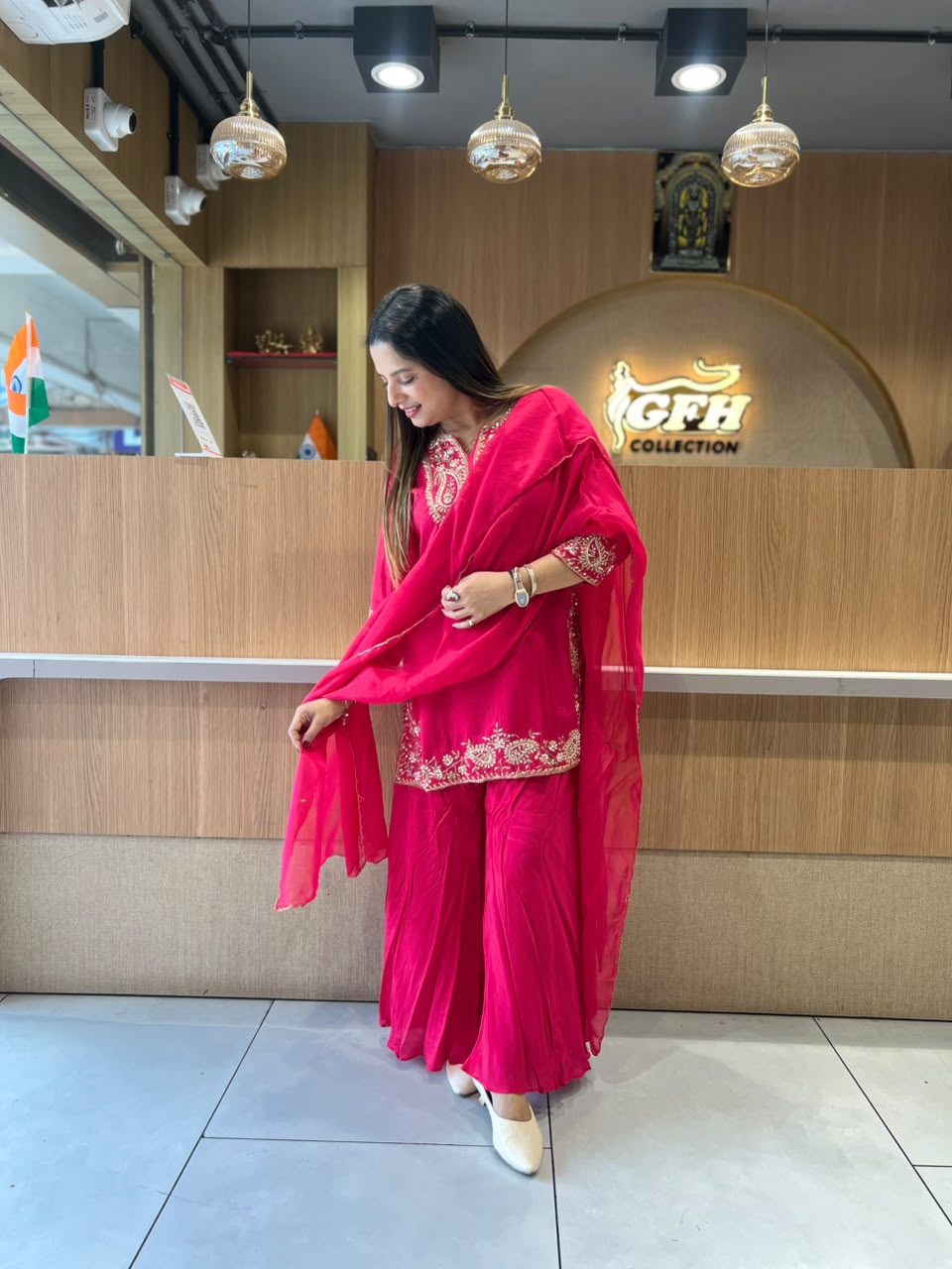 Pure Dola Silk Rani Pink 3pc Set