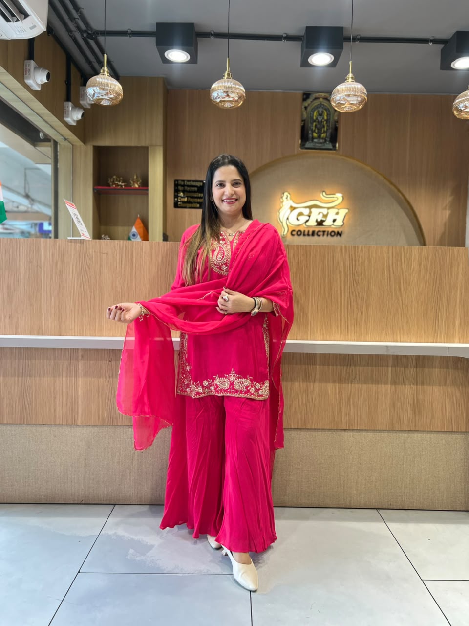 Pure Dola Silk Rani Pink 3pc Set