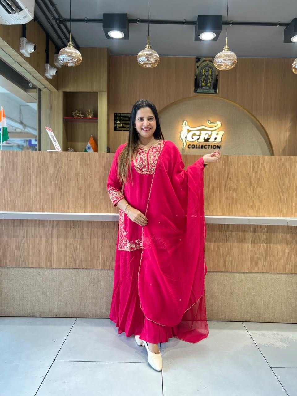 Pure Dola Silk Rani Pink 3pc Set