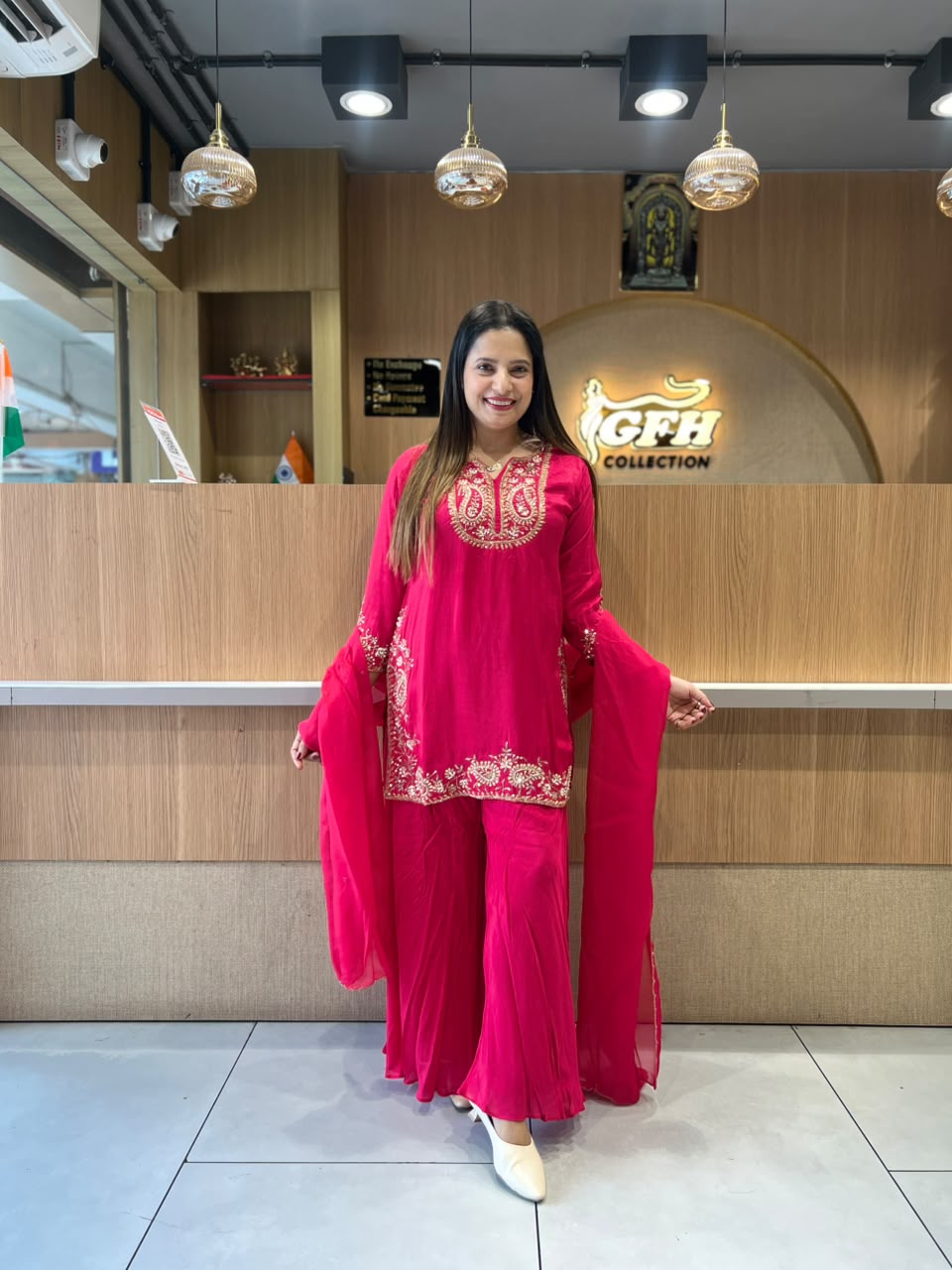 Pure Dola Silk Rani Pink 3pc Set